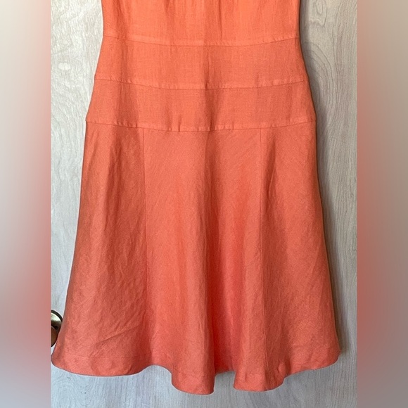 J. PETERMAN Linen Midi Dress Orange Sleeveless Retro Women's Sz 0 XS - Picture 4 of 15